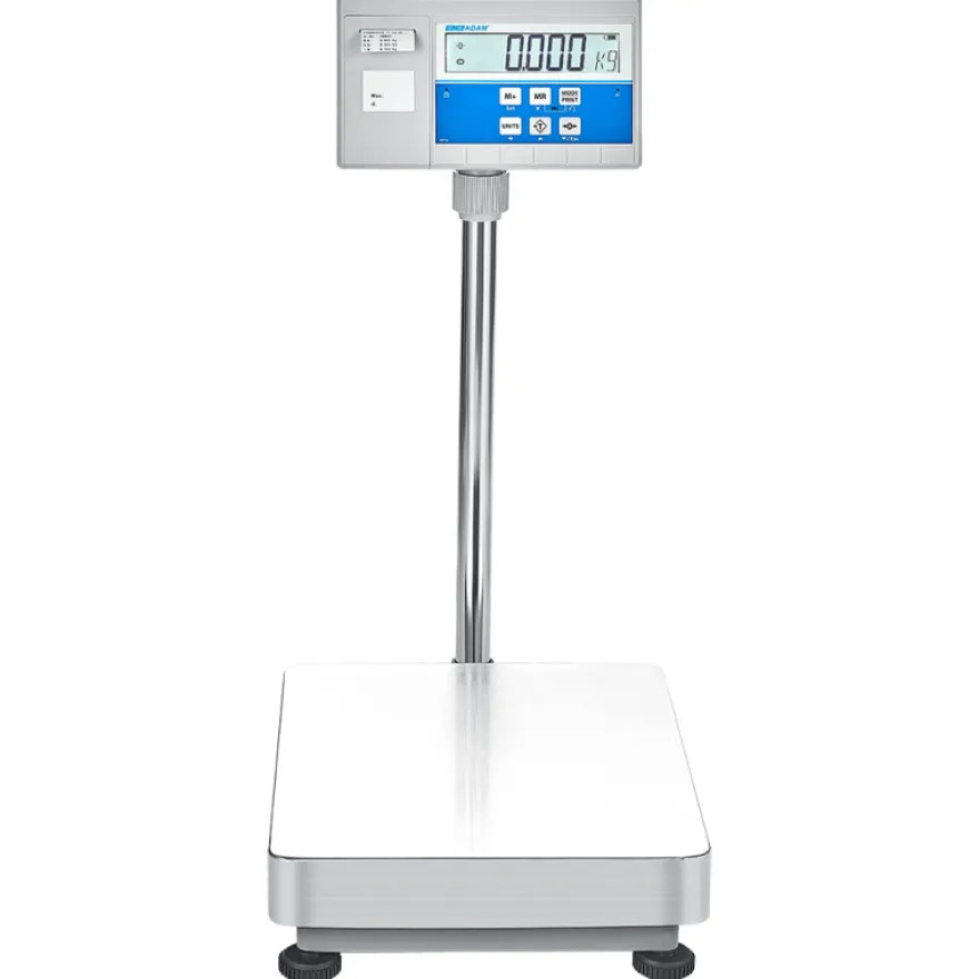 AE Adam Bodenwaage mit Hochanzeige und Einbaudrucker für Etiketten oder Barcodes 75 kg / Lesbarkeit 5 g