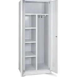 Akten- und Kleiderschrank mit Sockel, BxTxH 600x500x1800 mm, lichtgrau RAL 7035