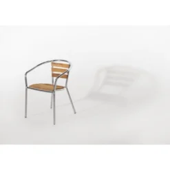 Aluminium - Eschenholzarmlehnstühle Bolero stapelbar - 4 Stück