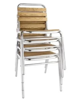 Aluminium - Eschenholzstühle Bolero stapelbar - 4 Stück