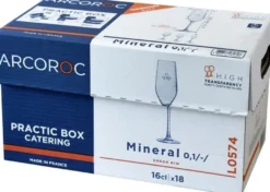 Arcoroc Mineral Sektglas 16 cl mit Füllstrich bei 0,1 l, 18er Catering-Box