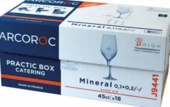 Arcoroc Mineral Weinglas 45 cl mit Füllstrichen bei 0,1 und 0,2 l, 18er Practic-Box