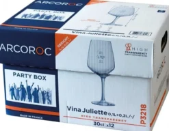 Arcoroc V. Juliette Weinkelch 30 cl mit Füllstrich bei 0,1 und 0,2 l, 12er Party Box
