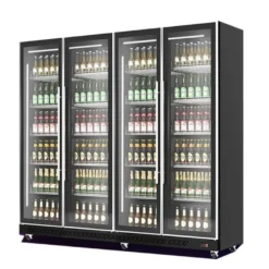 A&S Getränkekühlschrank 1650 Liter schwarz, 4 Klapptüren, auf Rollen