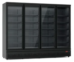 A&S Getränkekühlschrank 2000 Liter schwarz, 4 Klapptüren