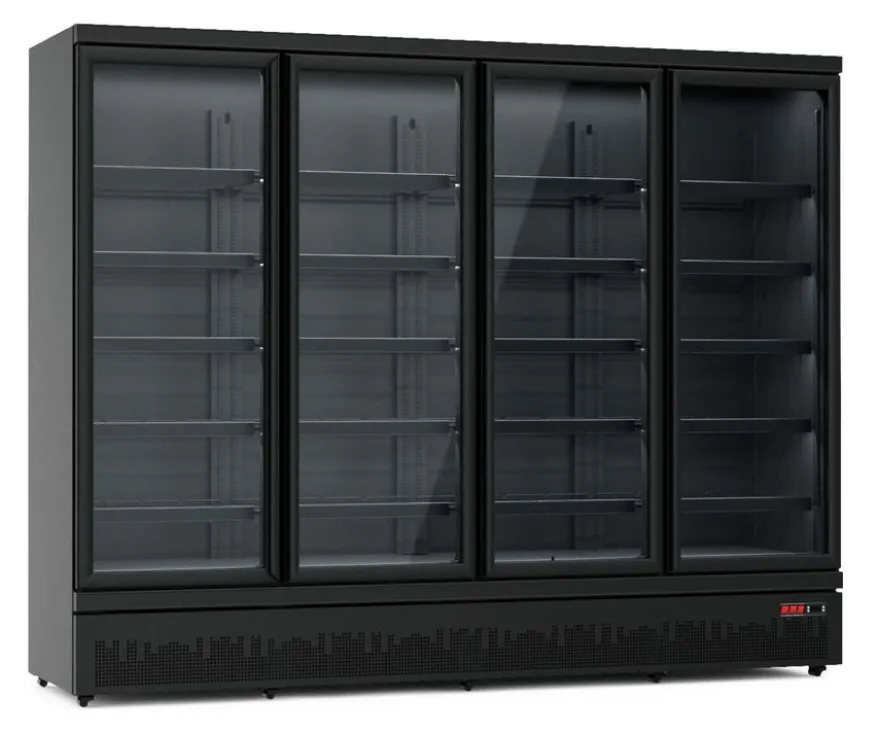 A&S Getränkekühlschrank 2000 Liter schwarz, 4 Klapptüren