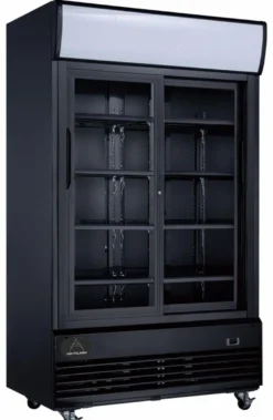 A&S Getränkekühlschrank 1000 Liter schwarz, 2 Schiebetüren, auf Rollen
