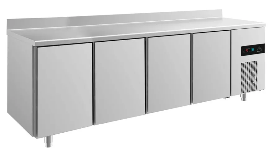A&S Kühltisch -2 bis +8°C 2330x700x850mm mit 4 Türen u. Aufkantung (4TTTTA)