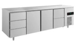 A&S Kühltisch -2 bis +8°C 2330x700x850mm mit 2x Türen, 1x zwei Schubladen und 1x 3 Schubladen (4DTTZ)