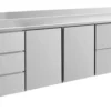 A&S Kühltisch -2 bis +8°C 2330x700x850mm mit 2x Türen, 1x zwei Schubladen und 1x 3 Schubladen u. Aufkantung (4DTTZA)