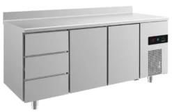 A&S Kühltisch -2 bis +8°C 1865x700x850mm mit 2x Türen und 1x drei Schubladen u. Aufkantung (3DTTA)