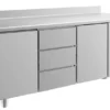 A&S Kühltisch -2 bis +8°C 1865x700x850mm mit 2x Türen und 1x drei Schubladen u. Aufkantung (3TDTA)