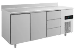 A&S Kühltisch -2 bis +8°C 1865x700x850mm mit 2x Türen und 1x drei Schubladen u. Aufkantung (3TTDA)