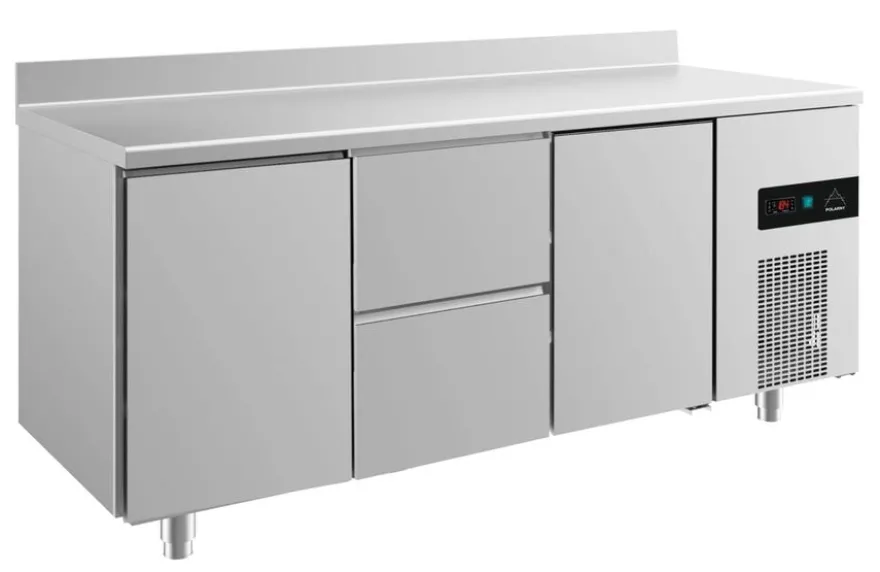 A&S Kühltisch -2 bis +8°C 1865x700x850mm mit 2x Türen und 1x zwei Schubladen u. Aufkantung (3TZTA)