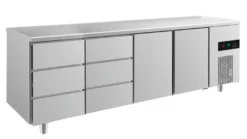 A&S Kühltisch -2 bis +8°C 2330x700x850mm mit 2x Türen und 2x drei Schubladen (4DDTT)
