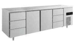 A&S Kühltisch -2 bis +8°C 2330x700x850mm mit 2x Türen und 2x drei Schubladen (4DTTD)