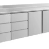 A&S Kühltisch -2 bis +8°C 2330x700x850mm mit 2x Türen und 2x drei Schubladen u. Aufkantung (4DDTTA)