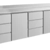 A&S Kühltisch -2 bis +8°C 2330x700x850mm mit 2x Türen und 2x drei Schubladen u. Aufkantung (4DTDTA)