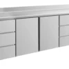 A&S Kühltisch -2 bis +8°C 2330x700x850mm mit 2x Türen und 2x drei Schubladen u. Aufkantung (4DTTDA)