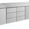 A&S Kühltisch -2 bis +8°C 2330x700x850mm mit 2x Türen und 2x drei Schubladen u. Aufkantung (4TDDTA)