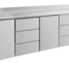 A&S Kühltisch -2 bis +8°C 2330x700x850mm mit 2x Türen und 2x drei Schubladen u. Aufkantung (4TDTDA)