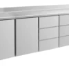 A&S Kühltisch -2 bis +8°C 2330x700x850mm mit 2x Türen und 2x drei Schubladen u. Aufkantung (4TTDDA)