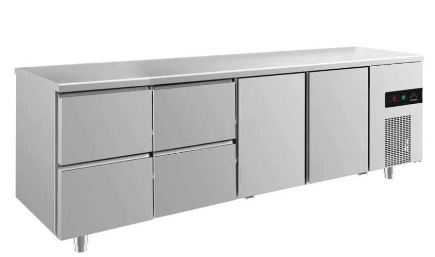 A&S Kühltisch -2 bis +8°C 2330x700x850mm mit 2x Türen und 2x zwei Schubladen (4ZZTT)
