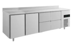 A&S Kühltisch -2 bis +8°C 2330x700x850mm mit 2x Türen und 2x zwei Schubladen u. Aufkantung (4TTZZA)