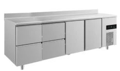 A&S Kühltisch -2 bis +8°C 2330x700x850mm mit 2x Türen und 2x zwei Schubladen u. Aufkantung (4ZZTTA)