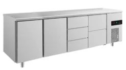 A&S Kühltisch -2 bis +8°C 2330x700x850mm mit 2x Türen, 1x zwei Schubladen und 1x 3 Schubladen (4TTDZ)
