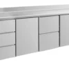 A&S Kühltisch -2 bis +8°C 2330x700x850mm mit 2x Türen, 1x zwei Schubladen und 1x 3 Schubladen u. Aufkantung (4DTZTA)