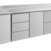 A&S Kühltisch -2 bis +8°C 2330x700x850mm mit 2x Türen, 1x zwei Schubladen und 1x 3 Schubladen u. Aufkantung (4TDTZA)