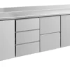 A&S Kühltisch -2 bis +8°C 2330x700x850mm mit 2x Türen, 1x zwei Schubladen und 1x 3 Schubladen u. Aufkantung (4TDZTA)