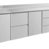 A&S Kühltisch -2 bis +8°C 2330x700x850mm mit 2x Türen, 1x zwei Schubladen und 1x 3 Schubladen u. Aufkantung (4TZTDA)