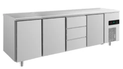 A&S Kühltisch -2 bis +8°C 2330x700x850mm mit 3x Türen und 1x drei Schubladen (4TTDT)