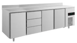 A&S Kühltisch -2 bis +8°C 2330x700x850mm mit 3x Türen und 1x drei Schubladen u. Aufkantung (4TDTTA)