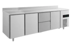 A&S Kühltisch -2 bis +8°C 2330x700x850mm mit 3x Türen und 1x zwei Schubladen u. Aufkantung (4TTZTA)