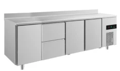 A&S Kühltisch -2 bis +8°C 2330x700x850mm mit 3x Türen und 1x zwei Schubladen u. Aufkantung (4TZTTA)