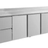 A&S Kühltisch -2 bis +8°C 2330x700x850mm mit 3x Türen und 1x zwei Schubladen u. Aufkantung (4ZTTTA)