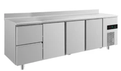 A&S Kühltisch -2 bis +8°C 2330x700x850mm mit 3x Türen und 1x zwei Schubladen u. Aufkantung (4ZTTTA)