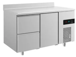 A&S Kühltisch -2 bis +8°C 1400x700x850mm mit 1x Tür und 1x zwei Schubladen u. Aufkantung (2ZTA)