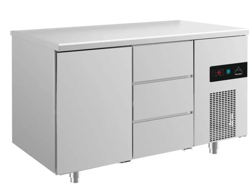 A&S Kühltisch -2 bis +8°C 1400x700x850mm mit 1x Tür und 1x drei Schubladen (2TD)