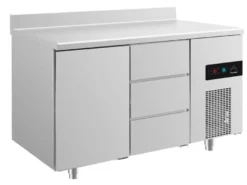 A&S Kühltisch -2 bis +8°C 1400x700x850mm mit 1x Tür und 1x drei Schubladen u. Aufkantung (2TDA)