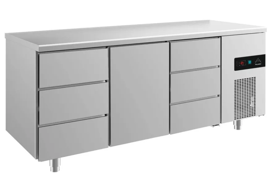 A&S Kühltisch -2 bis +8°C 1865x700x850mm mit 1x Tür und 2x drei Schubladen (3DTD)