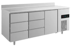 A&S Kühltisch -2 bis +8°C 1865x700x850mm mit 1x Tür und 2x drei Schubladen u. Aufkantung (3DDTA)
