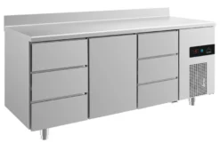 A&S Kühltisch -2 bis +8°C 1865x700x850mm mit 1x Tür und 2x drei Schubladen u. Aufkantung (3DTDA)
