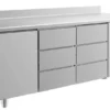A&S Kühltisch -2 bis +8°C 1865x700x850mm mit 1x Tür und 2x drei Schubladen u. Aufkantung (3TDDA)