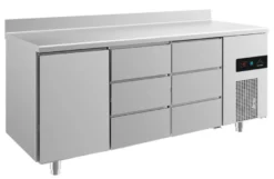 A&S Kühltisch -2 bis +8°C 1865x700x850mm mit 1x Tür und 2x drei Schubladen u. Aufkantung (3TDDA)