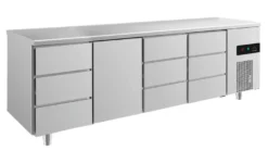 A&S Kühltisch -2 bis +8°C 2330x700x850mm mit 1x Tür und 3x drei Schubladen (4DTDD)