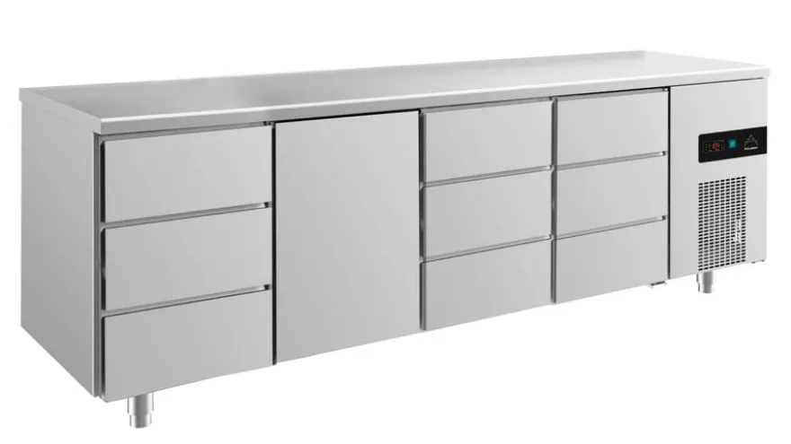 A&S Kühltisch -2 bis +8°C 2330x700x850mm mit 1x Tür und 3x drei Schubladen (4DTDD)